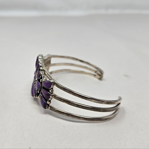 Mojave Purple Turquoise Sterling Silver Cuff Marked Sterling Made In Phillipines - Picture 2 of 12